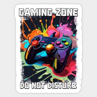 Gaming Zone Do Not Disturb controller funny sign pop art illustration for gamers Sticker